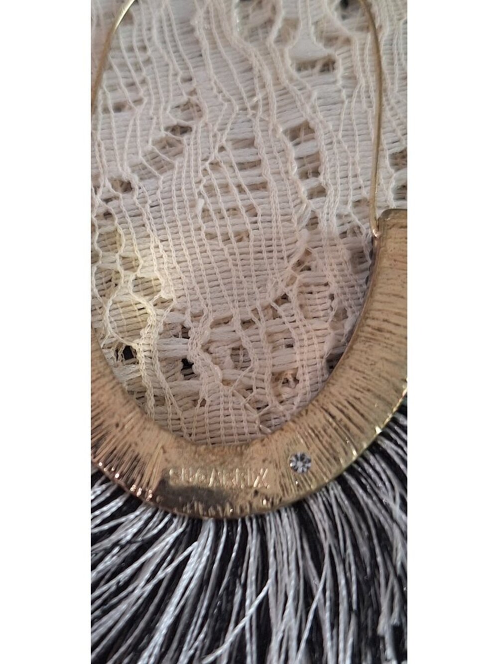 SUGARFIX by BaubleBar Black Gold Fringe Hoop Earrings – Beaded Tassel Statement - Picture 10 of 11